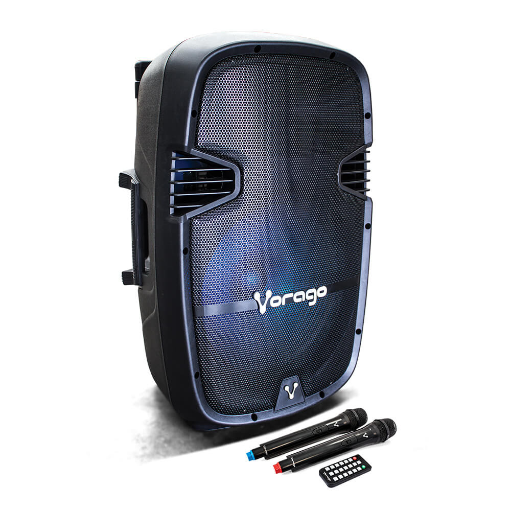 Vorago Bafle con Karaoke KSP-500, Bluetooth, Inalámbrico, 100W RMS, USB 2.0, Negro - incluye Tripie + 2 Micrófonos SKU: KSP-500