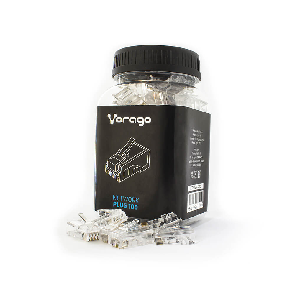 Vorago Conector RJ-45, RJ45 Transparente, 100 Piezas SKU: PLUG-100