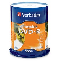 Verbatim Torre de Discos Virgenes Imprimibles para DVD, DVD-R, 16x, 100 Discos SKU: 95153