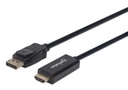 Manhattan Cable HDMI Macho - Displayport Macho, 1080p, 60Hz, 3 Metros, Negro SKU: 153188