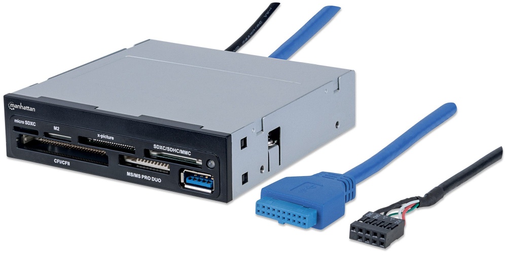 Manhattan Lector Tarjetas MultiCard, Bahia Interna 3.5'', USB 3.0, 48 en 1 SKU: 101967