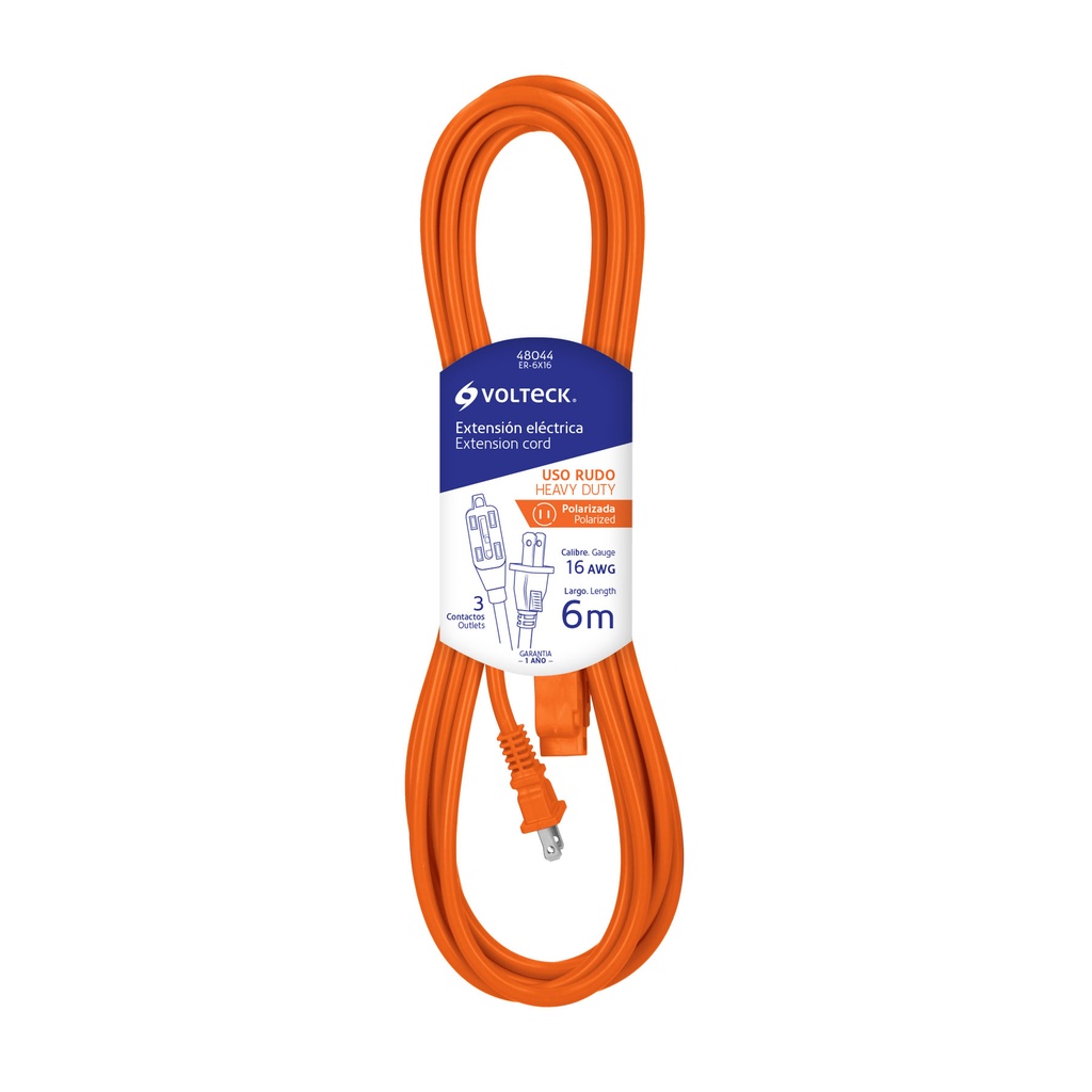 EXTENSIÓN ELÉCTRICA DE USO RUDO 6 M
2X16 AWG, VOLTECK  CLAVE: ER-6X16 SKU: 48044