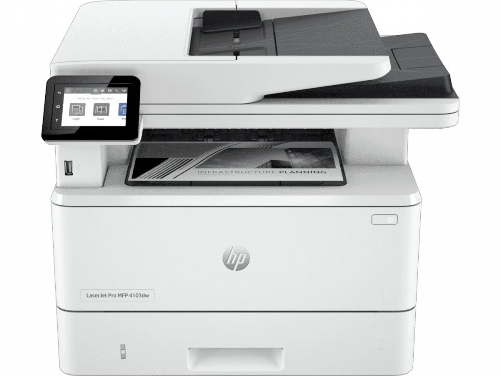 Multifuncional HP LaserJet Pro 4103dw, Negro Láser, Inalámbrico, Impresora, Copiadora y Escaner 40ppm SKU: 2Z627A