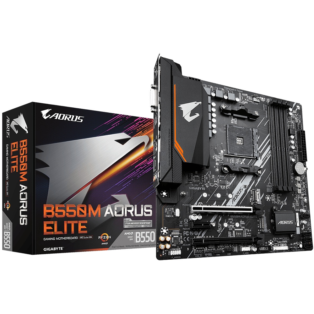 Tarjeta Madre AORUS B550M ELITE, S-AM4, AMD B550, HDMI, 128GB DDR4 para AMD ― Requiere Actualización de BIOS para la Serie Ryzen 5000 Micro ATX SKU: B550M AORUS ELITE