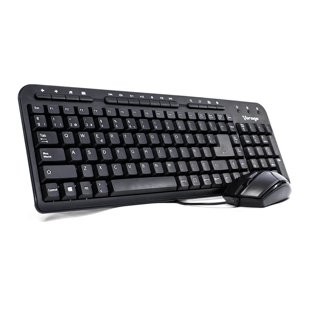 Kit de Teclado Multimedia y Mouse Vorago KM-105, Alámbrico, USB, Negro (Español) SKU: KM-105