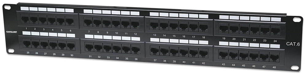 Intellinet Panel de Parcheo Cat6, 48 Puertos RJ-45, 2U, Negro SKU: 560283