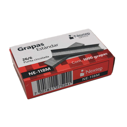 Grapas Estandar Nextep 26/6 c/1000 SKU: NE-118M