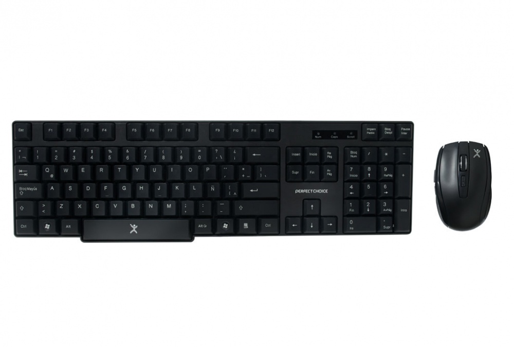 Kit de Teclado y Mouse Perfect Choice PC-200994, Inalámbrico, USB, Negro (Español) - Resistente a Derrames SKU: PC-200994