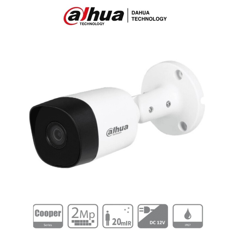 Cámara Dahua Cooper B2A21, Bullet, HDCVI 1080P, 100°, Lente 2.8 MM, IR de 20 MTS, IP67, DAH-DHT0290065