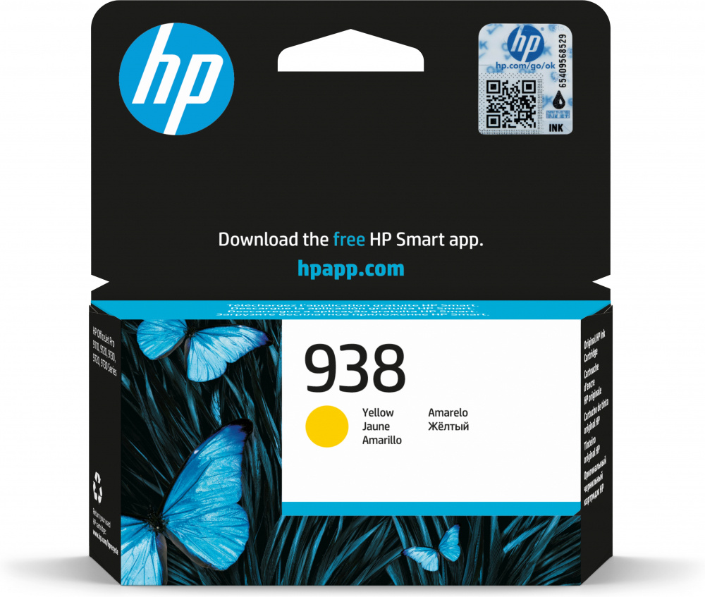 HP 938 Amarillo Original Cartucho de Tinta HP938 HP OfficeJet Pro 9110, 9120, 9130, 9720, 9730 800 Páginas SKU: 4S6X7PL