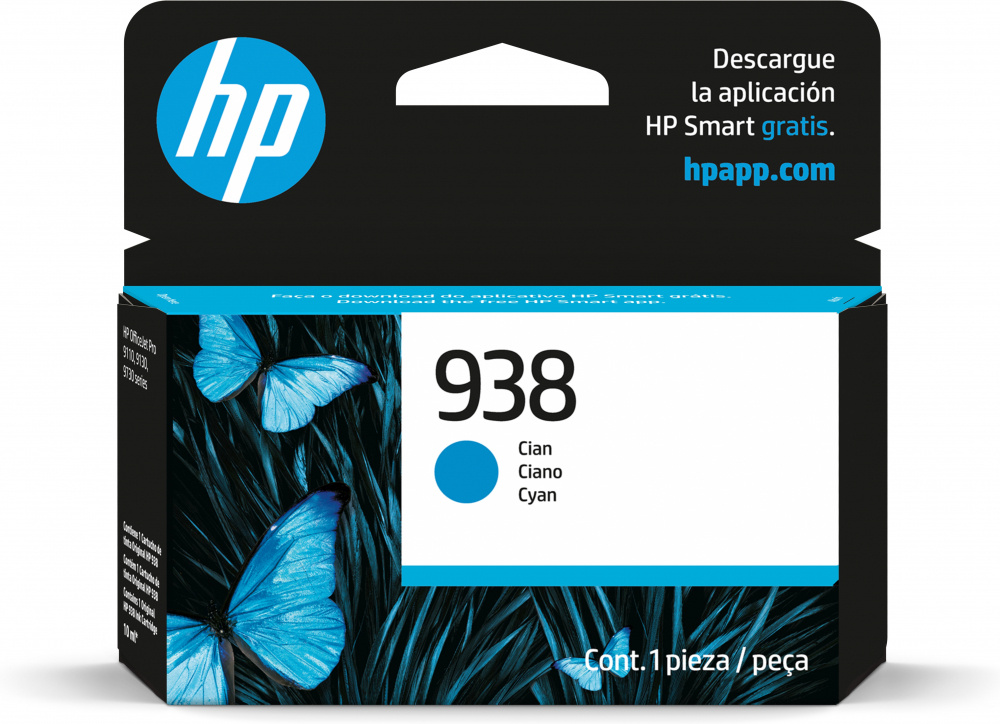 HP 938 Cian Original Cartucho de Tinta HP938 HP OfficeJet Pro 9110, 9120, 9130, 9720, 9730 800 Páginas SKU: 4S6X5PL