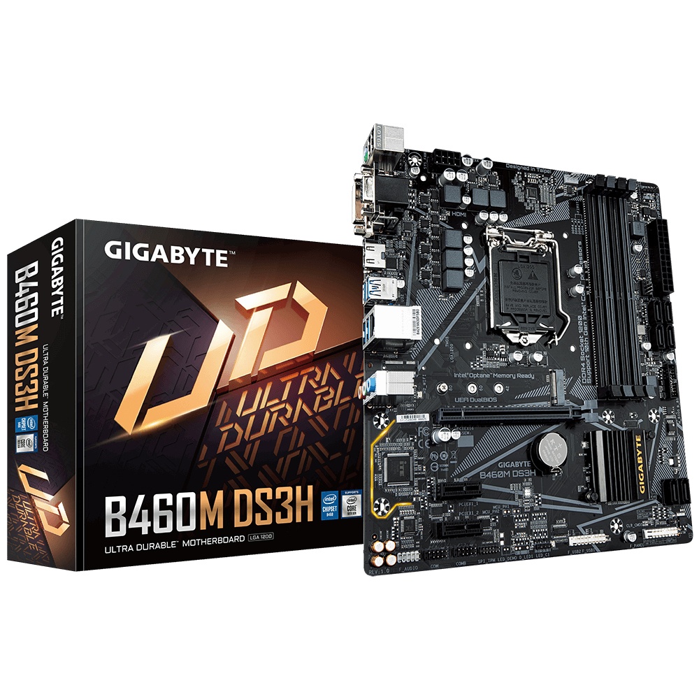 Tarjeta Madre Gigabyte B460M DS3H, S-1200, Intel B460, HDMI, VGA, DVI-D micro ATX, 4 x DDR4 DIMM, 2933/2666/2400 Máx. 128GB, 10ma Gen. para Intel ― No es Compatible con Procesadores Intel 11va. Generación SKU: B460M DS3H