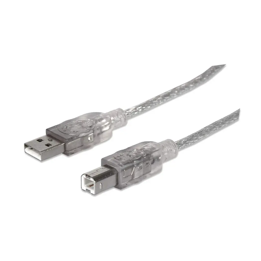 Manhattan Cable de Alta Velocidad USB 2.0, USB A Macho - USB B Macho, 1.8 Metros, Plata CB-165 SKU: 333405