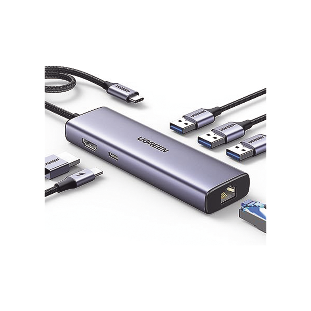 HUB USB-C (Docking Revodok Pro 210) Ugreen 10 en 1 | 2 Puertos HDMI 8K,4K@60Hz | 3 USB-A | USB-C (5Gbps) | USB-C PD Carga 100W | RJ45 (Gigabit Ethernet) | Lector Tarjetas SD + Micro SD (TF) Simultáneo | Carcasa de Aluminio SKU: 15598