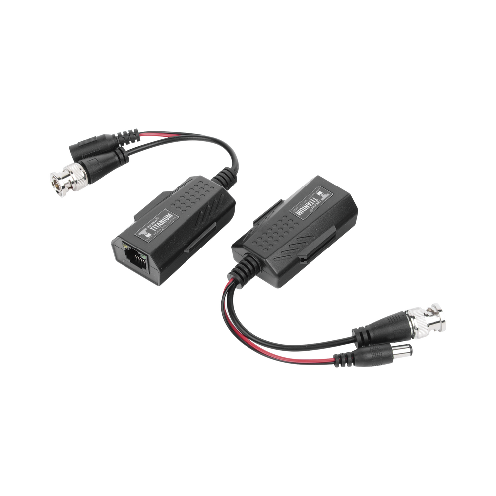 Kit de transceptores activos con conector para alimentación (12V/24Vcc/AC) TurboHD para aplicaciones de video por UTP Cat5e/6 en HD. Distancia de hasta 150 m en 4K SKU: TT-101-PV-TURBO