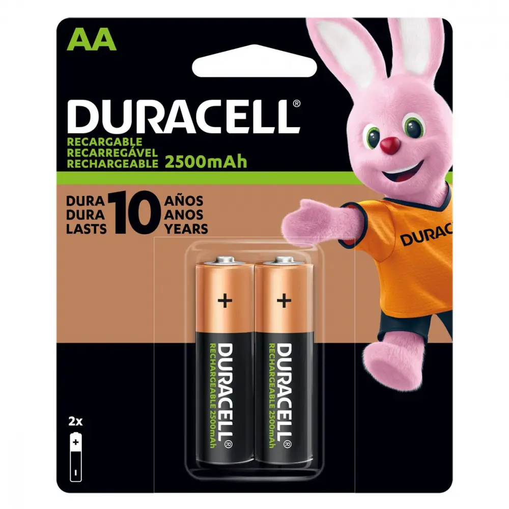 Duracell Pila Recargable AA, 2500mAh, 2 Piezas SKU: 41333031149