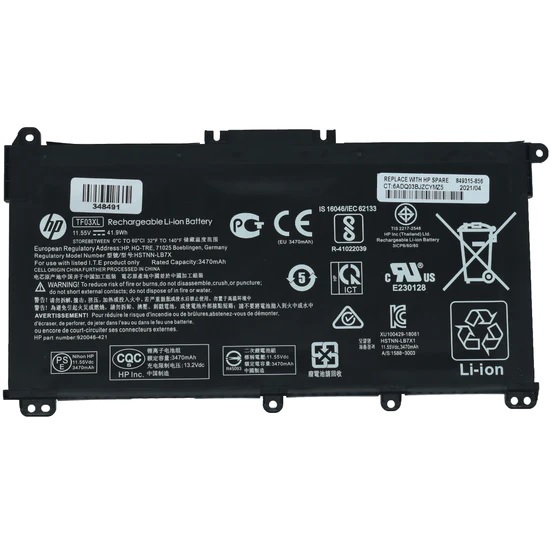 BO-TF03XL Bateria Original 11.55V / 41.9Wh HP Pavilion 15-CC 15-CC023CL CC050WM CC563ST CC0XX CC000 15-CD 15-CD0XX CD000 17-AR050WM 15-CK 15-CK0XX 17-AR 17-AR050WM 17-AR007CA 14-BF TF03XL / TPN-Q188