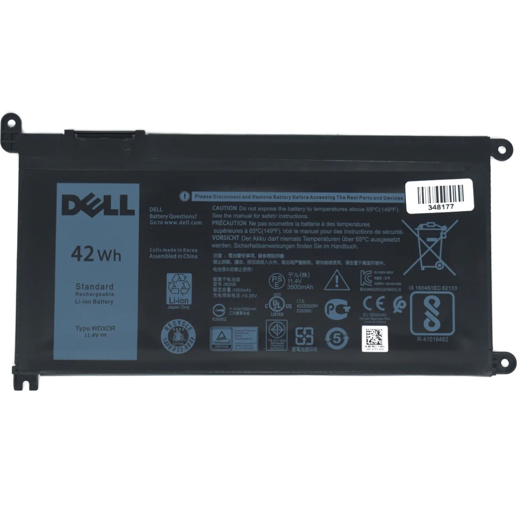 BO-WDX0R Bateria Original 3 Celdas 11.4V / 42Wh DELL INSPIRON 13 5378 5368 , WDX0R  SKU: BO-WDX0R