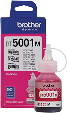 BT5001M Magenta Original Bote de Tinta Brother DCP-T300, T220, T310, T500W, T510W, T520W, T700W, T710W,  T720DW,  T800W, T810W, T910DW, T920DW, T4500DW, HL-T4000DW, DCPT420W 5000 Pag. SKU: BT5001M