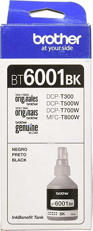 BT6001BK Negro Original Bote de Tinta Brother DCP-T300, T500W, T700W, T800W 6000 Pag. SKU: BT6001BK