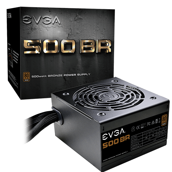 Fuente de Poder EVGA 500 BR 80 PLUS Bronze, 24-pin ATX, 120mm, 500W SKU: 100-BR-0500-K1