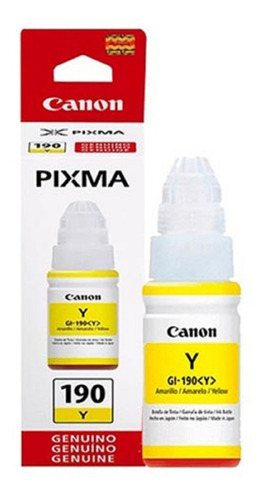 GI-190 Amarillo Original Bote de Tinta GI190 Canon, G1100, G1110, G2100, G2110, G2111, G3100, G3110, G3111, G4100, G4110, G4111 70ml SKU: 0670C001AA