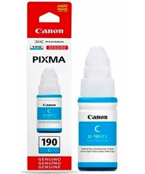 GI-190 Cian Original Bote de Tinta GI190 Canon, G1100, G1110, G2100, G2110, G2111, G3100, G3110, G3111, G4100, G4110, G4111 70ml SKU: 0668C001AA