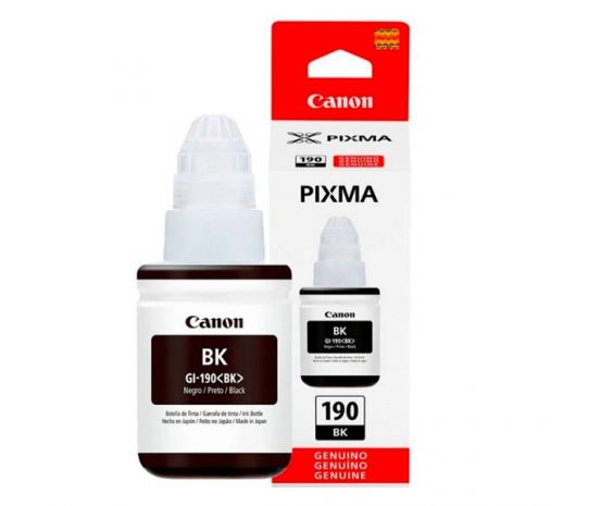 GI-190 Negro Original Bote de Tinta GI190 Canon, G1100, G1110, G2100, G2110, G2111, G3100, G3110, G3111, G4100, G4110, G4111 135ml SKU: 0667C001AA