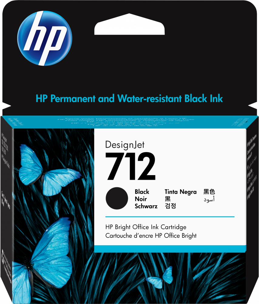 HP 712 Negro Original Cartucho de Tinta HP712 HP DesignJet T210, T230, T250, T630, T650 80ml SKU: 3ED71A