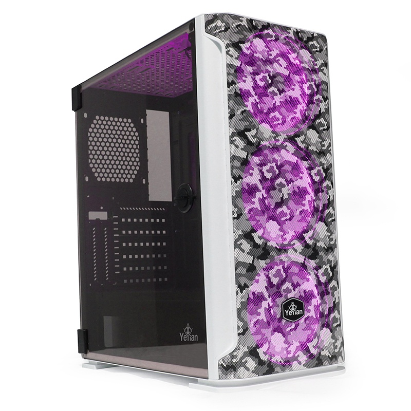 Gabinete Yeyian Hollow 2500 con Ventana RGB, Midi-Tower, ATX/EATX/ITX/Micro ATX, USB 3.0, sin Fuente, Negro/Blanco SKU: YGH-49704