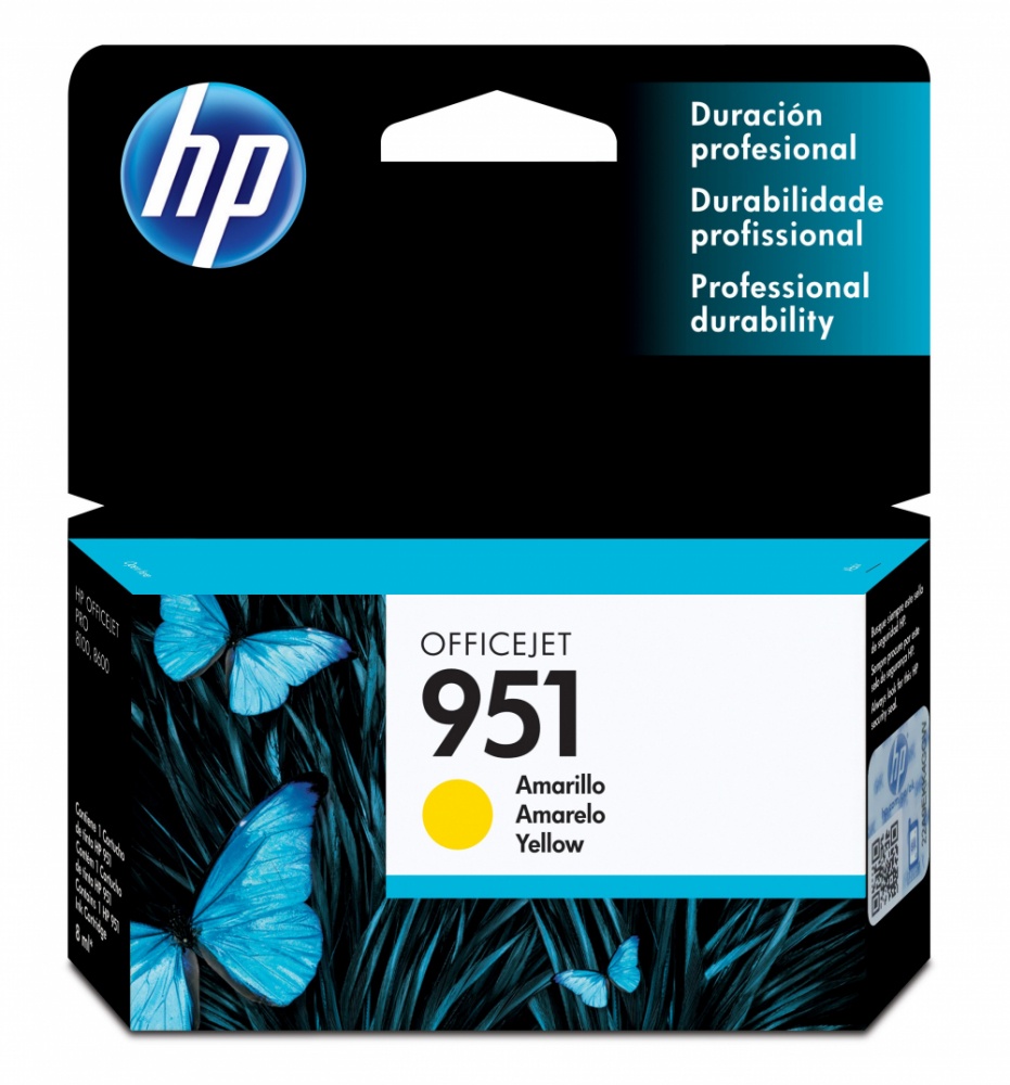 HP 951 Amarillo Original Cartucho de Tinta HP951 HP Officejet Pro 251DW/276DW/8100/8600/8610/8620 8ml SKU: CN052AL