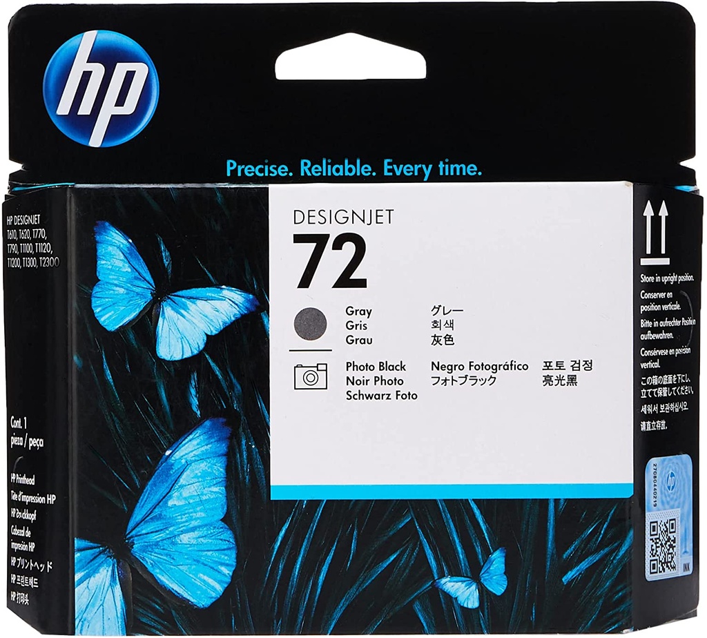 HP 72 Cabezal Gris/Negro Photo HP72 DesignJet de la serie T610, T620, T770, T1100, T1200, T1200 HD, T2300 eMFP, T790, T1300 130ml SKU: C9380A