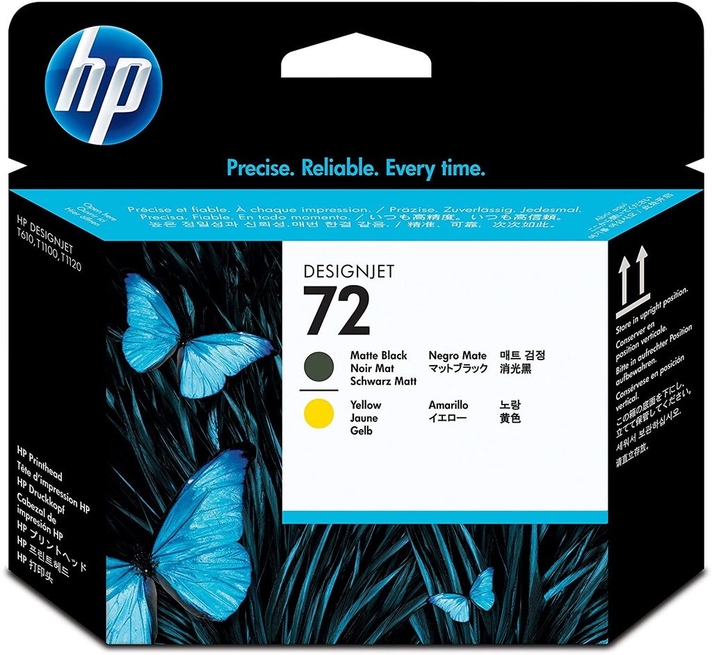 HP 72 Cabezal Negro Matte/Amarillo HP72 DesignJet de la serie T610, T620, T770, T1100, T1200, T1200 HD, T2300 eMFP, T790, T1300 130ml SKU: C9384A