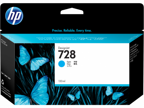 HP 728 Cian Original Cartucho de Tinta HP728 HP Designjet T730, T830 130ml SKU: F9J67A