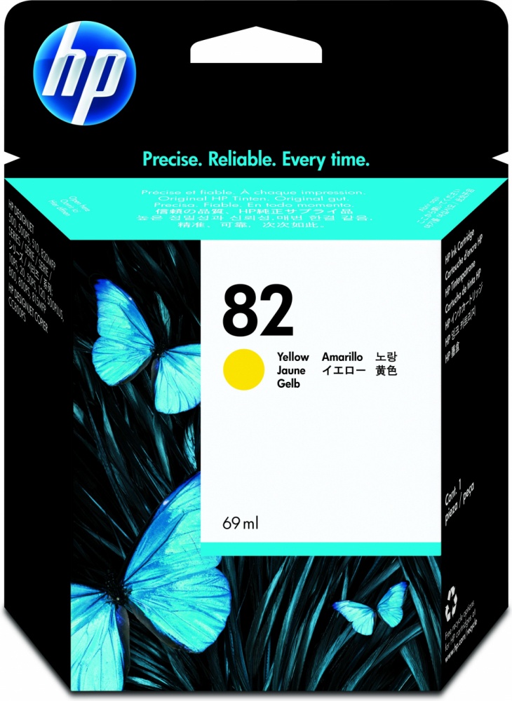 HP 82 Original Amarillo Cartucho de Tinta HP82 DesignJet 800/800PS, DesignJet 815 MFP, DesignJet 820 MFP, HP DesignJet 500/500 Plus/500PS, HP DesignJet 120/50ps/20ps/10ps 69ml SKU: C4913A