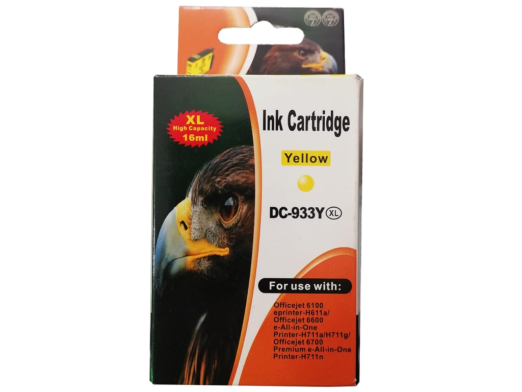 HP 933XL Amarillo Compatible Cartucho de Tinta HP933XL HP OfficeJet 6100, 6600 series, HP OfficeJet Pro 6700, 7110, 7510, 7610, 7612 7000 Series 825Pag. 8.5ml. SKU: CN056ALCOM