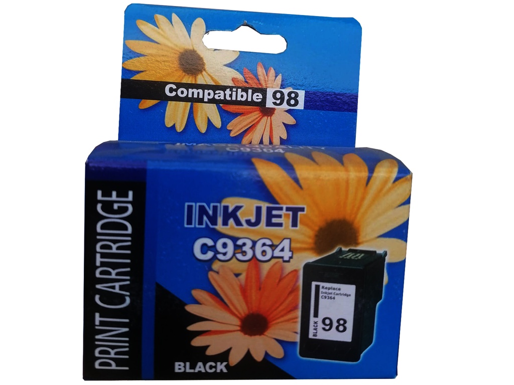 HP 98 Negro Compatible Cartucho de Tinta HP98 HP Deskjet D4145/D4155/D4160/D5940 HP Officejet H470/100/150/6310 Photosmart C4140/C4150/C4180/D5060/D5065/D5069/D5145/D5155/D5160/2570/2575/8049/8050 11ml. SKU: C9364WLG-2