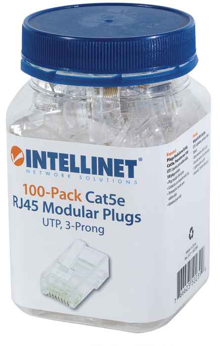 Intellinet Bote para Plug RJ-45 RJ45 Cat5e UTP Sólido, Transparente, 100 Piezas SKU: 502399