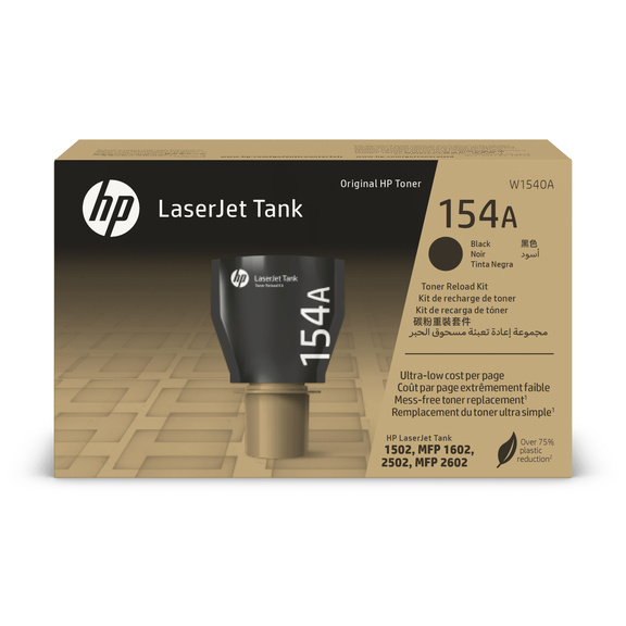 W1540A Kit Recarga Tóner HP LaserJet 154A Negro Original, Hp LaserJet Tank 1502, Mfp 1602, 2502, Mfp 2602 2,500 Páginas SKU: W1540A