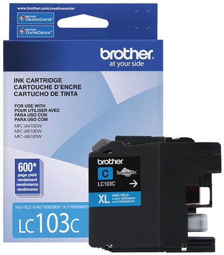 LC103C XL Cian Original Cartucho de Tinta Brother LC-103C MFC-J4410DW, MFC-J4510DW, MFC-J4610DW, MFC-J6720DW MFC-J6920DW 600 Pag. SKU: LC103C