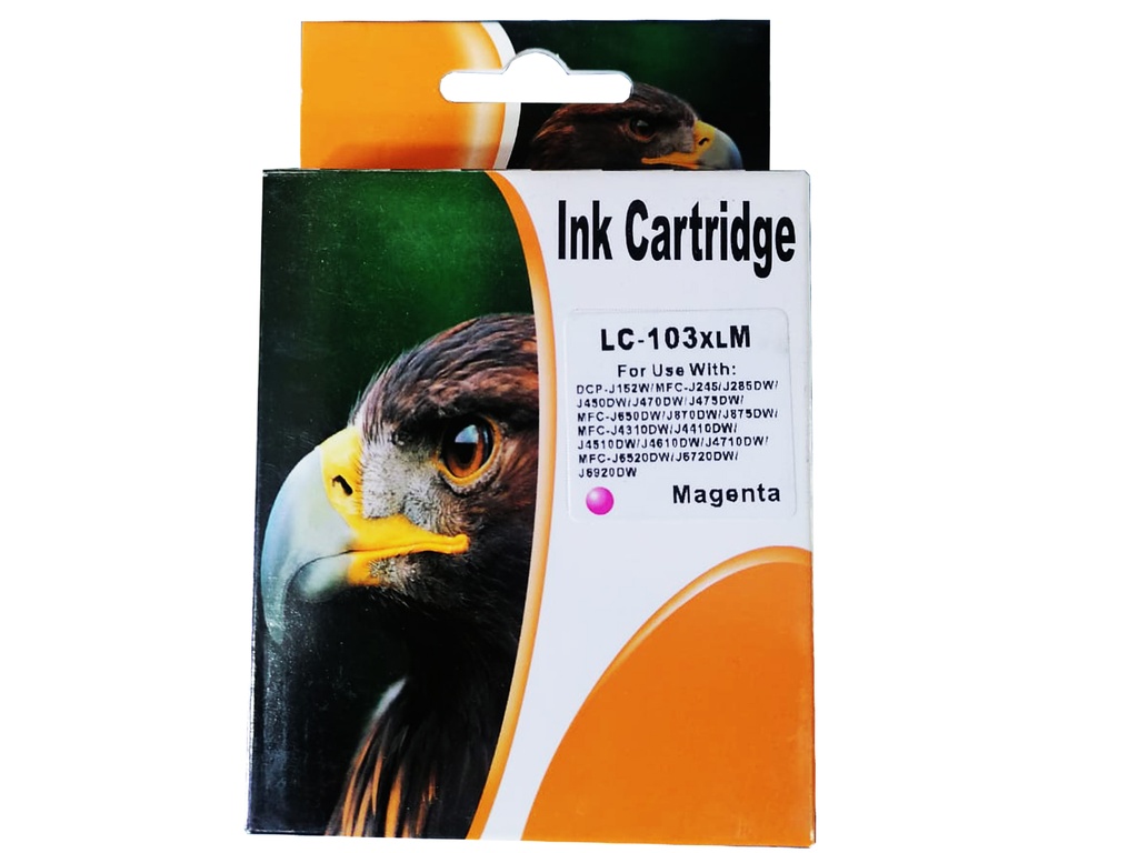 LC103M XL Magenta Compatible Cartucho de Tinta Brother LC-103MXL DCP-J152w, J245, J285, J450DW, J470DW, J475DW, J650, J875, J4310, J4410, J4510, J4610, J4710, J5520, 6720, 6920DW. SKU: LC103MXLCOM