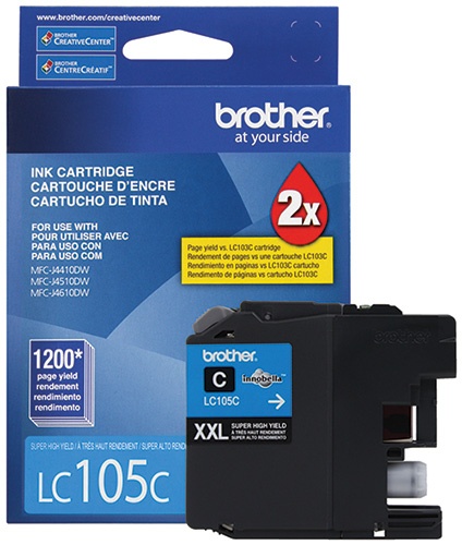 LC105C XXL Cian Original Cartucho de Tinta Brother LC-105C MFC-J4410DW, MFC-J4510DW, MFC-J4610DW, MFC-J6720DW MFC-J6920DW 1,200 Pag. SKU: SKU: LC105C