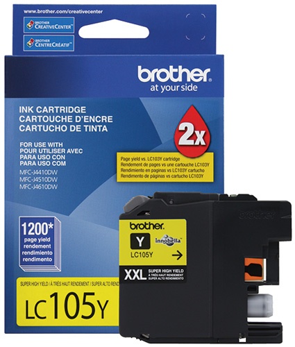 LC105Y XXL Amarillo Original Cartucho de Tinta Brother LC-105Y MFC-J4410DW, MFC-J4510DW, MFC-J4610DW, MFC-J6720DW MFC-J6920DW 1,200 Pag. SKU: SKU: LC105Y