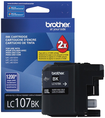 LC107BK XXL Negro Original Cartucho de Tinta Brother LC-105BK MFC-J4410DW, MFC-J4510DW, MFC-J4610DW 1,200 Pag. SKU: SKU: LC107BK