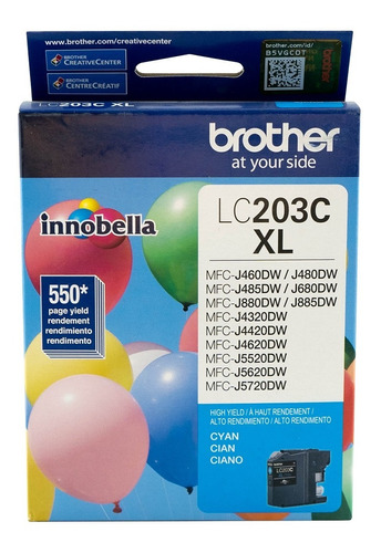 LC203C XL Cian Original Cartucho de Tinta Brother LC-203C MFC-J460DW, J485DW, J880DW, J4320DW, MFC-J4420DW, J4620DW, J5520DW, J5620DW, J5720DW, J480DW, J680DW, J885DW 550 Pag. SKU: LC203C