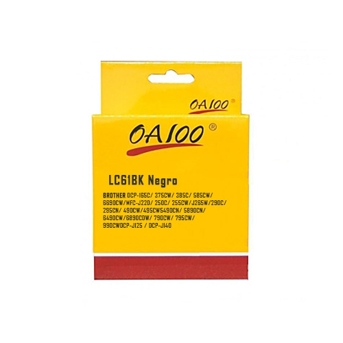 LC61BK Negro Compatible Cartucho de Tinta Brother LC-61BK DCP-165C, 375CW, 385C, 585CW, 6690CW, MFC-J220, 250C, 255CW, J265W, 290C, 295CN, 490CW, 495CW, 5490CN, 5890CN, 6490CW, 6890CDW, 790CW, 795CW, 990CW DCP-J125, DCP-J140 325 Pag. SKU: LC61BKCOM