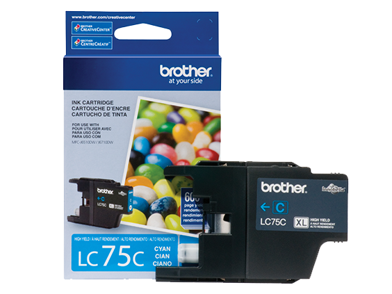 LC75C XL Cian Original Cartucho de Tinta Brother LC-75C MFC-J280W, MFC-J425W, MFC-J430w, MFC-J435W, MFC-J5910DW, MFC-J625DW, MFC-J6510DW, MFC-J6710DW, MFC-J6910dw, MFC-J825DW, MFC-J835DW 600 Páginas SKU: LC75C