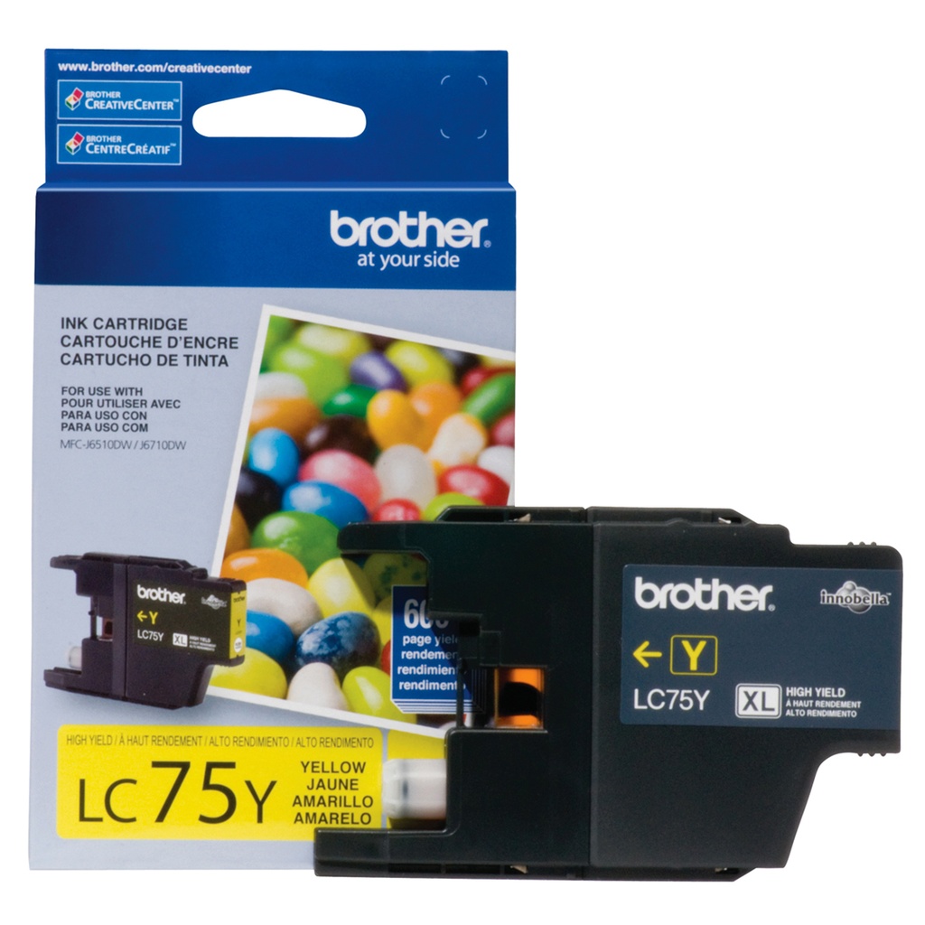 LC75Y XL Amarillo Original Cartucho de Tinta Brother LC-75Y MFC-J280W, MFC-J425W, MFC-J430w, MFC-J435W, MFC-J5910DW, MFC-J625DW, MFC-J6510DW, MFC-J6710DW, MFC-J6910dw, MFC-J825DW, MFC-J835DW 600 Páginas SKU: LC75Y