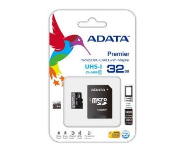 Memoria Flash Adata, 32GB microSDHC UHS-I Clase 10, con Adaptador SKU: AUSDH32GUICL10-RA1