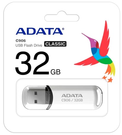 Memoria USB Adata C906, 32GB, USB 2.0, Blanco RAM-2009 SKU: AC906-32G-RWH